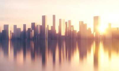 Aufkleber - ahmadwahyuutomo776@gmail.com Modern city skyline glowing in the morning light, showcasing urban architecture and vibrant colors.