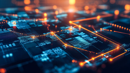 Futuristic Data Flow Network glowing vibrant digital lines code stream technology