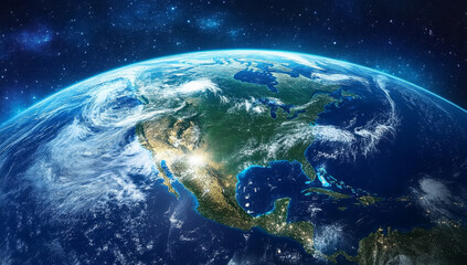 satellite view of planet earth focused on north america usa canada mexico and central america deep s