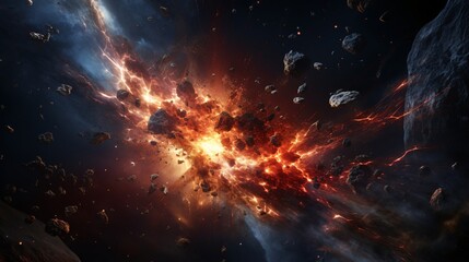 Wall Mural - A meteor crashing through a force field, releasing unstable energy bursts