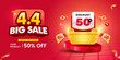 © Randa - 4.4 big sale promotion banner with 3d text template design