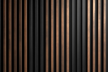 a rhythmic pattern of alternating dark and light vertical wooden slats create a modern abstract back
