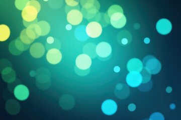 Sticker - captivating abstract background of blurred circular bokeh lights in shades of green and blue creatin