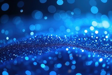 Wall Mural - a close-up view of a shimmering blue abstract background filled with captivating bokeh effects, crea