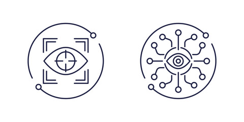 eye tracking line icons, eye tracker vector