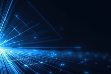 Wall Mural - a vibrant display of electric blue light rays and particles emitting from the center in a dark backg