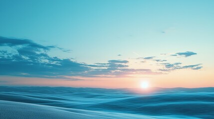 Wall Mural - Serene Sunset over Undulating Sand Dunes Peaceful Desert Landscape