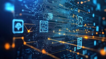 Digital Data Stream: A Futuristic Network Visualization
