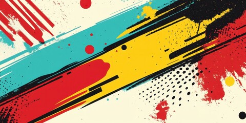 Wall Mural - colorful abstract design featuring bold diagonal lines and splatters
