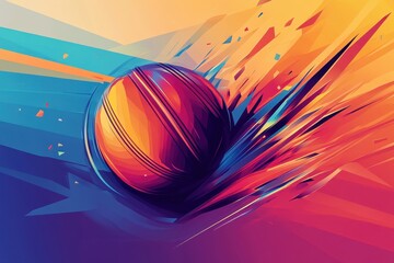 Wall Mural - a colorful abstract representation of a cricket ball in motion