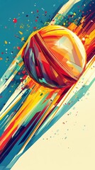 Wall Mural - an abstract geometric image of a colorful sphere in motion