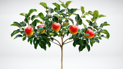 Ripe Red Apples on Tree Branch  Isolated PNG  Fruit Orchard  Harvest  Nature  Garden