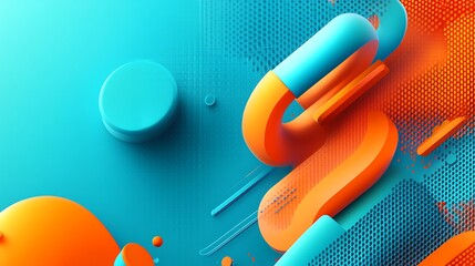 Vivid three dimensional modern abstract shapes in dynamic composition