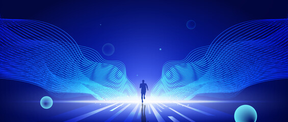 Wall Mural - abstract technology blue background