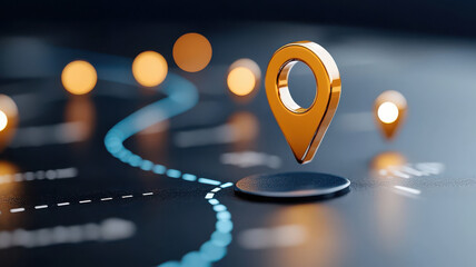 Leinwandbilder - 3D rendered customer journey roadmap with glowing location markers and dotted path, symbolizing navigation and direction