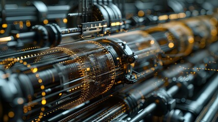 Wall Mural - intricate futuristic machine with glowing lights and detailed components