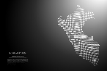 Wall Mural - Abstract image Peru map from point Gray and glowing stars on a dark background. Vector illustration eps 10.