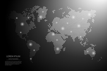 Wall Mural - Abstract image World map from point Gray and glowing stars on a dark background. Vector illustration eps 10.