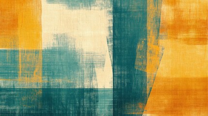Aufkleber - Soft pencil strokes create harmonious abstract art with blue and orange shades in a modern composition