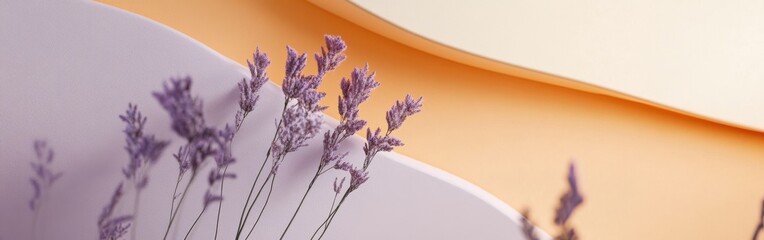 Aufkleber - Soft pastel amber and lavender flowers create a serene and calming atmosphere in a modern setting