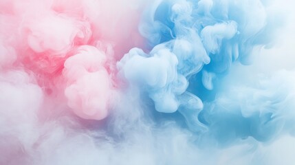 Poster - Pastel pink and blue mist gently swirls creating a serene atmosphere in soft hues