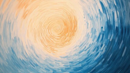 Aufkleber - Circular abstract pencil strokes blend warm tones and cool blues in a dynamic swirling pattern reflecting movement and energy in design