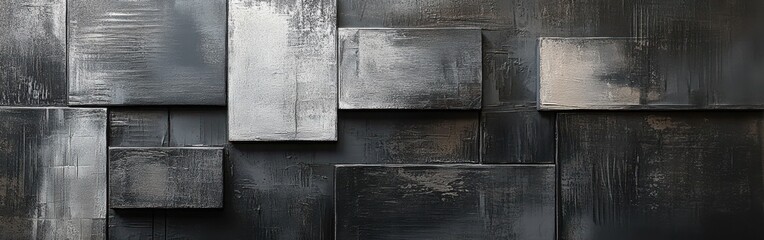 Aufkleber - Textured charcoal gray background featuring layered rectangular shapes with varied finishes and depth