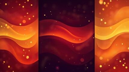 Aufkleber - Dynamic gradient background with flowing waves in rich orange and deep hues, creating an energetic atmosphere