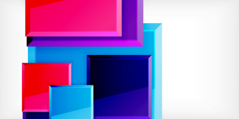 Fototapete - Colorful squares with reflections abstract background design. Vector Illustration For Wallpaper, Banner, Background, Card, Book Illustration, landing page