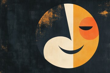 Wall Mural - a cheerful stylized face smiling in a circular abstract design