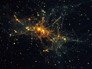 Leinwandbilder - Abstract network nodes interconnected, automated threat detection system, digital security concept, glowing lines, cyber defense theme, modern tech art