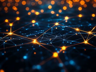 Aufkleber - Cybersecurity network nodes and connections, symbolizing realtime automated threat detection, hightech futuristic design, glowing digital security grid