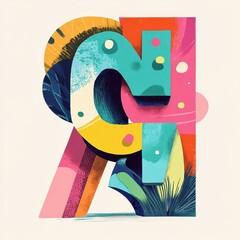 Wall Mural - an abstract artistic rendering featuring geometric shapes in various vibrant colors
