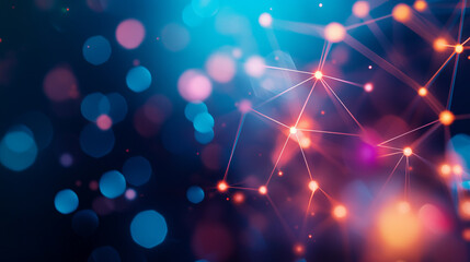 Wall Mural - Colorful abstract visualization of interconnected shapes and lights, creating vibrant atmosphere