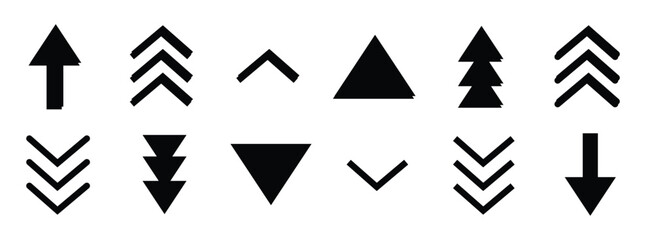 Wall Mural - swipe up and down arrow vector icon set. up arrow button symbol. swipe up icons for social media sto