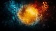 © Lela - Abstract Fire and Ice Collision:  Vibrant Blue and Orange Energy Burst