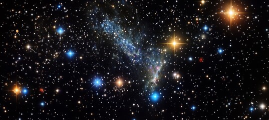 Wall Mural - bright night stars and galaxy on dark space. science astronomy. generative ai technology.