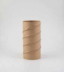 Aufkleber - Minimalist Paper Tube Image. Simple Design, Natural Brown Texture. Eco-friendly Craft Supply. Soft White Background. Striking Spiral Pattern. Three Dimensional Form.