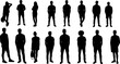 © Nurzhan - Vector silhouettes man and women, illustration. Silhouettes of young people posing in casual clothes. EPS10 version.