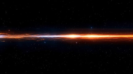 Wall Mural - celestial horizon glowing galactic line across dark space
