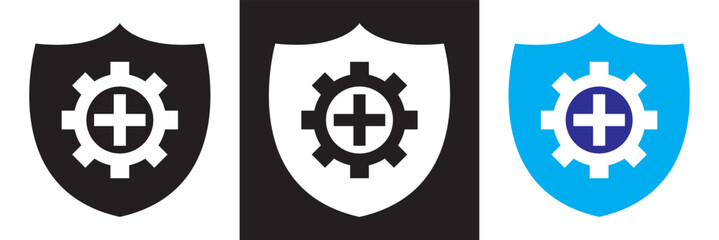 Icons related to recovery. Isolated on white and black background. Vector illustration. EPS 10