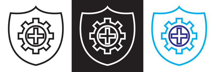 Icons related to recovery. Isolated on white and black background. Vector illustration. EPS 10