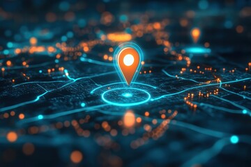 a digital map with ai pins, transforming delivery services and future transport planning. smart logi