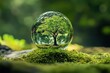 © Pavel - A green world inside a lens ball, a lens ball on green moss
