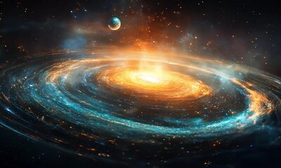 Wall Mural - Black hole or glowing galaxy with deep-space cosmic elements, representing astrophysics and universal mysteries.