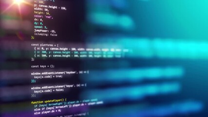 Wall Mural - colorful computer code on a digital screen background