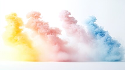 Poster - Colorful smoke plumes rising against a white background.