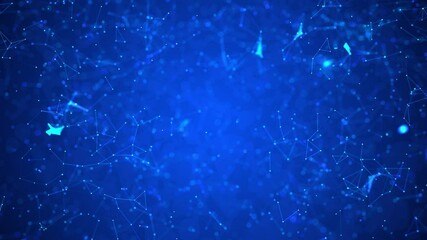 Wall Mural - Futuristic Blue Plexus Geometry Background with Animated Polygon Network, Blockchain & AI Data Flow