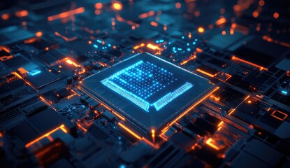 Aufkleber - High-tech CPU on circuit board (1)