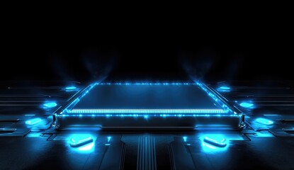 Aufkleber - Futuristic blue glowing platform on circuit board